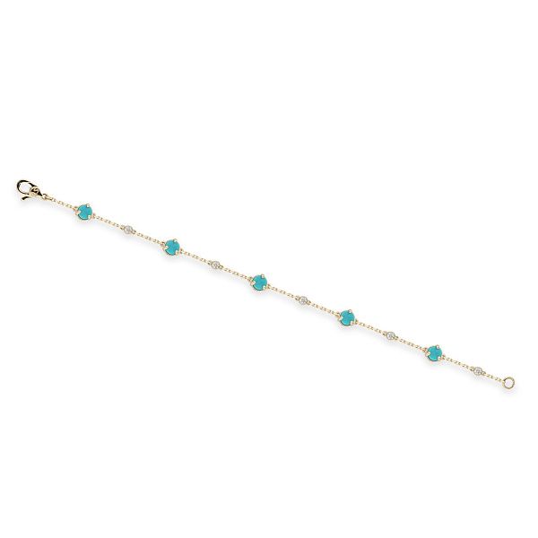 Браслет из желтого золота с бирюзой и бриллиантами