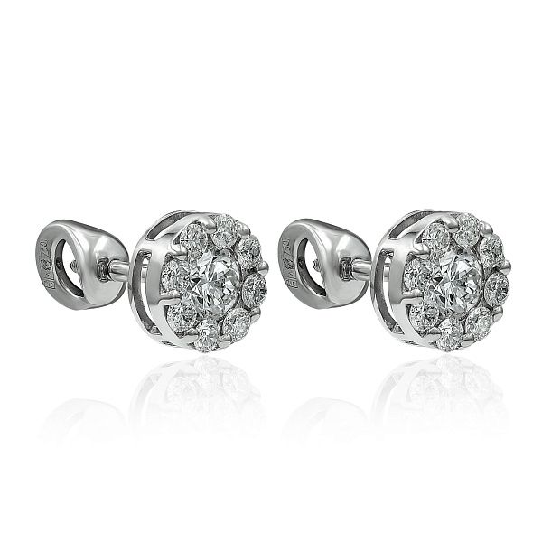 Пусеты из белого золота с бриллиантами