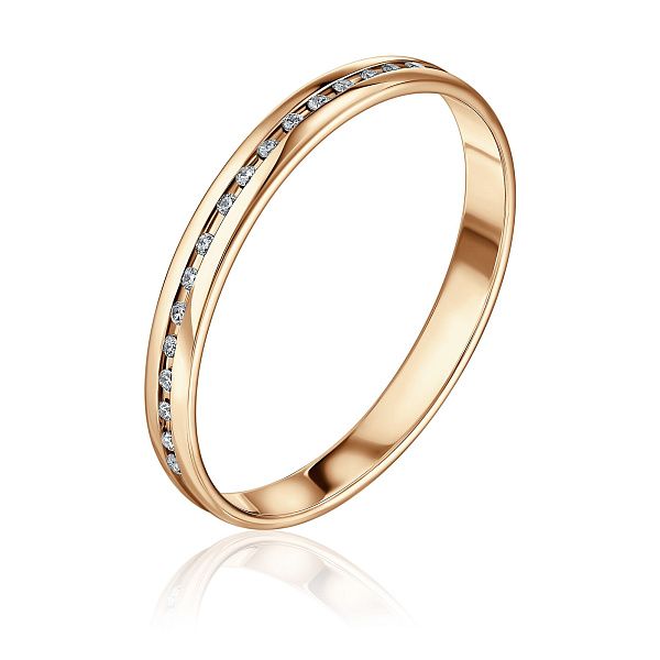 Обручальное кольцо из красного золота с бриллиантами