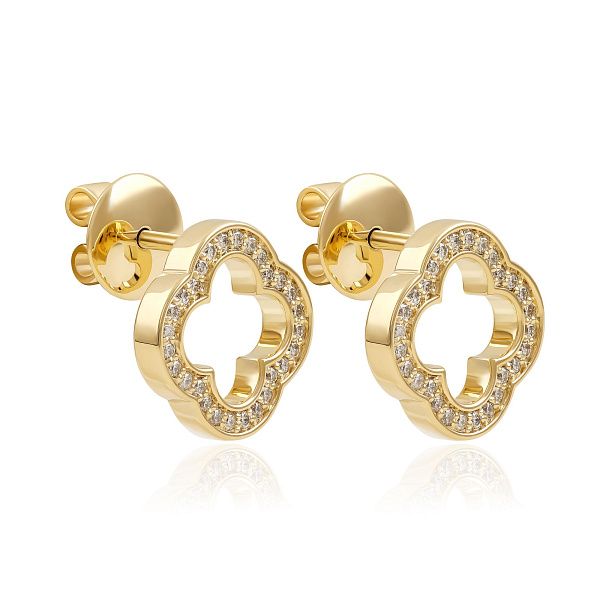 Пусеты из желтого золота с бриллиантами