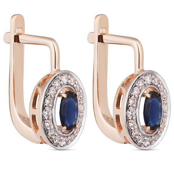 Серьги из красного золота с сапфирами и бриллиантами