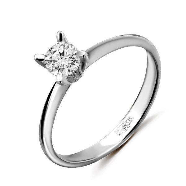 Кольцо из белого золота с бриллиантом