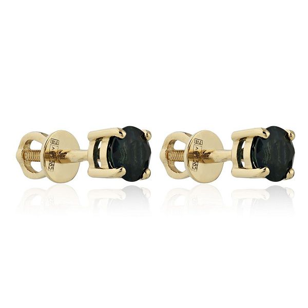 Пусеты из желтого золота с сапфирами 1.01 ct