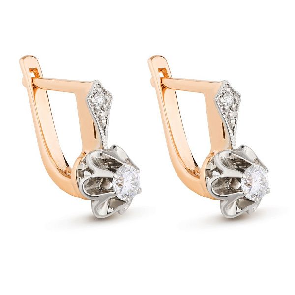 Серьги из красного золота с бриллиантами