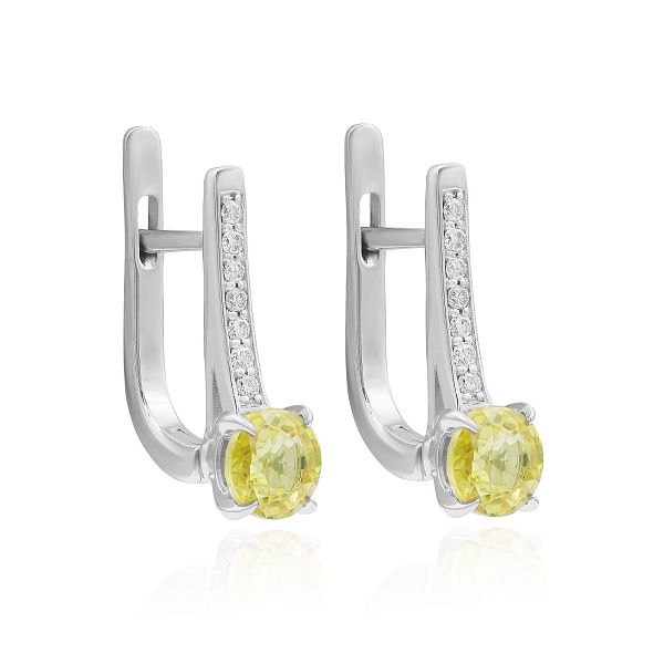 Серьги из белого золота с сапфирами и бриллиантами