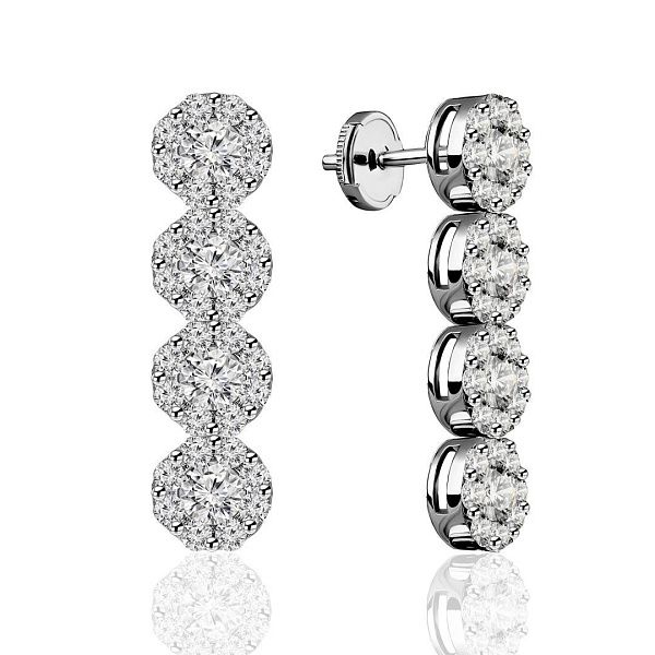 Пусеты из белого золота с бриллиантами