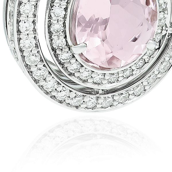 Серьги из белого золота с морганитами 2.8 ct и бриллиантами