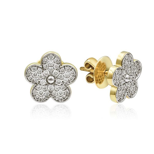 Пусеты из желтого золота с бриллиантами