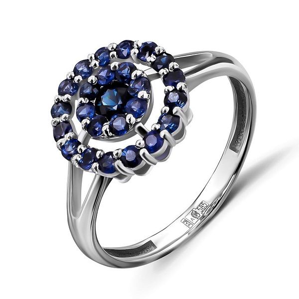 Кольцо из белого золота с сапфирами