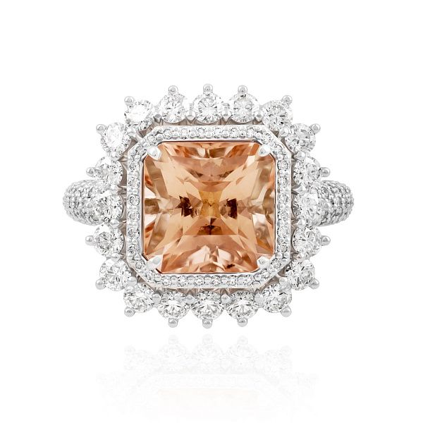 Кольцо из белого золота с турмалином и бриллиантами