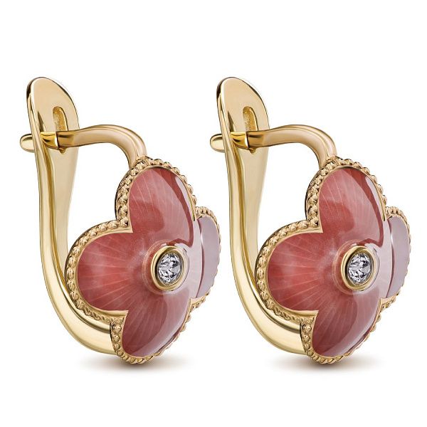 Серьги из желтого золота с бриллиантами