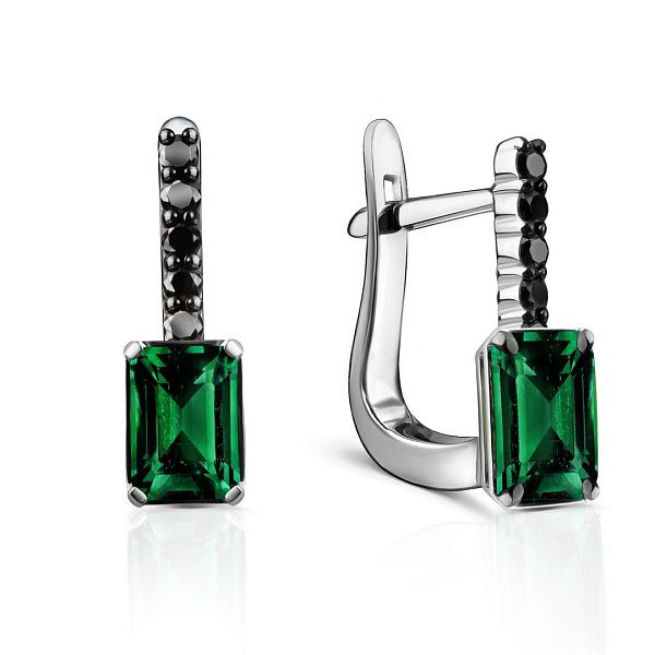 Серьги из белого золота с турмалинами и бриллиантами