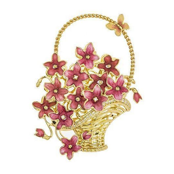 Брошь из желтого золота с бриллиантами