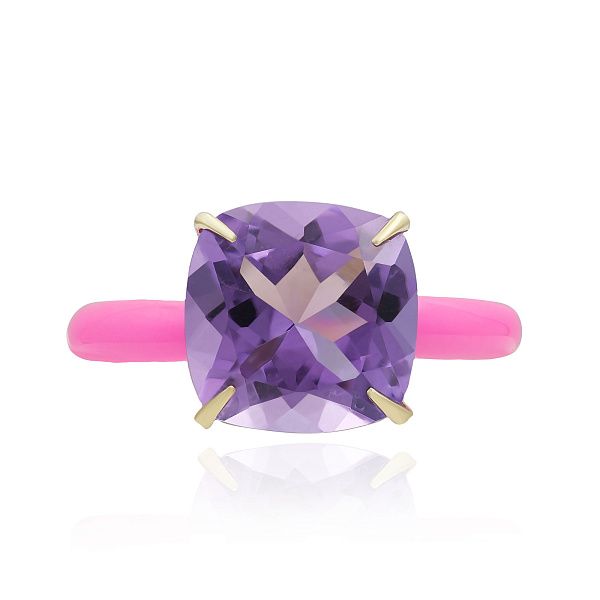 Кольцо из желтого золота с аметистом