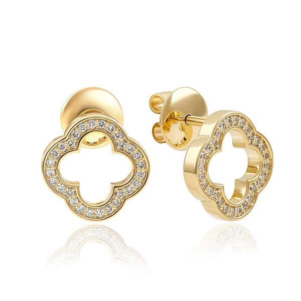 Пусеты из желтого золота с бриллиантами