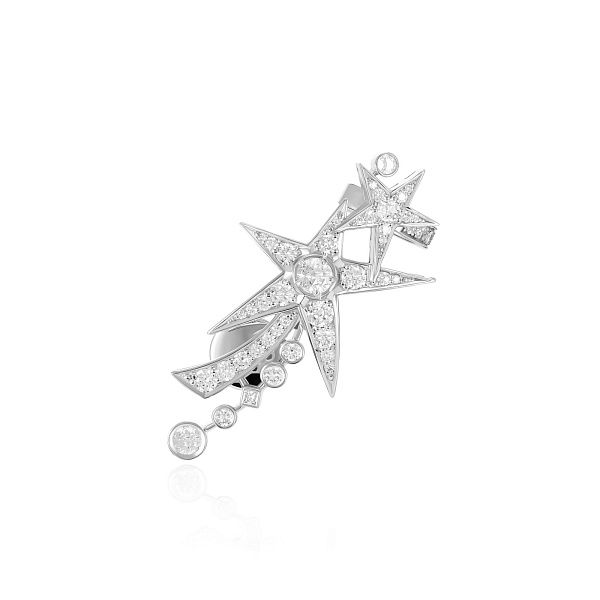 Серьга кафф из белого золота с бриллиантами