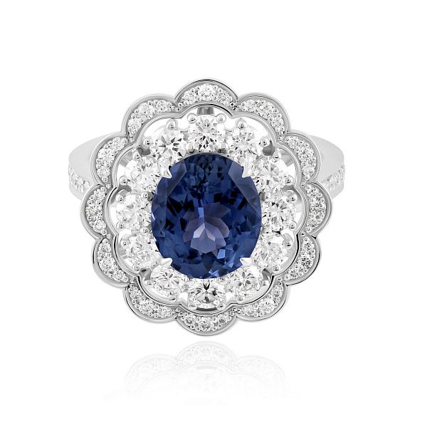 Кольцо из белого золота с бриллиантами и шпинелью 3.02 ct