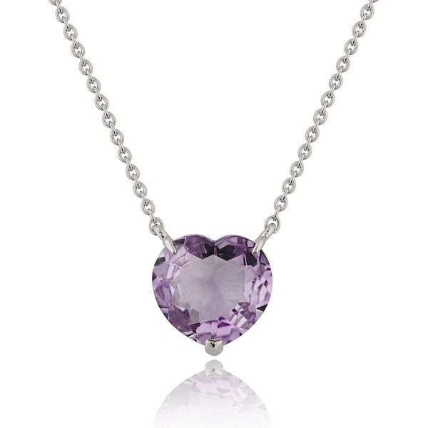 Колье «Сердце» из белого золота с аметистом 3.4 ct