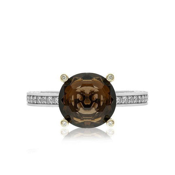 Кольцо из белого золота с кварцем 2.45 ct и бриллиантами