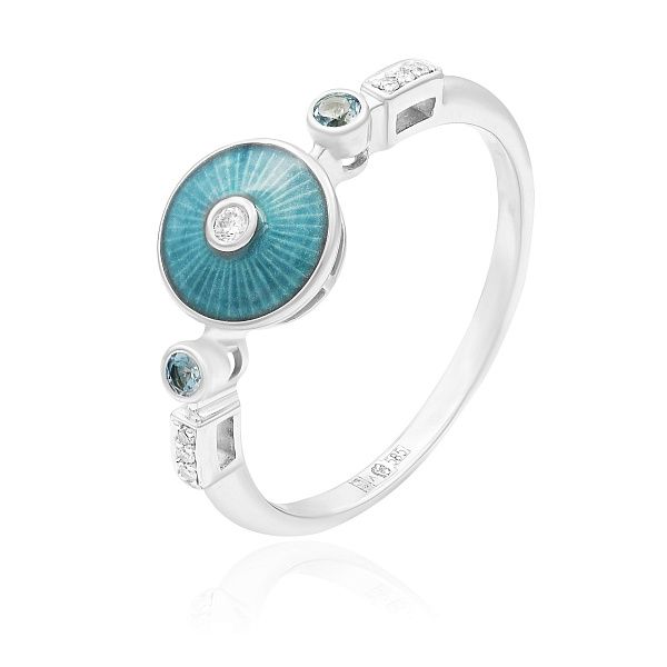 Кольцо из белого золота с топазами и бриллиантами