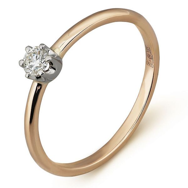 Кольцо из красного золота с бриллиантом