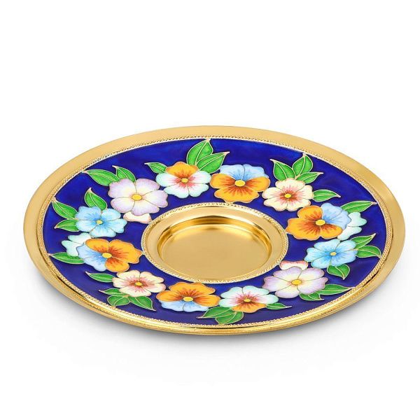 Блюдце «Цветы» из серебра 