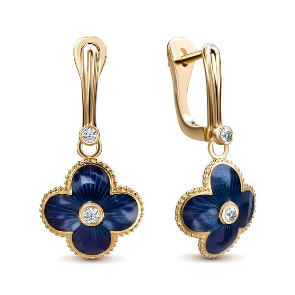 Серьги из желтого золота с бриллиантами