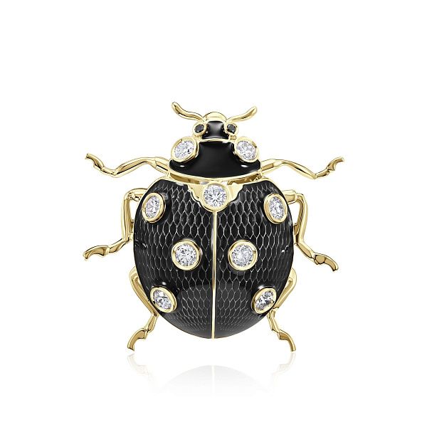 Брошь из желтого золота с бриллиантами