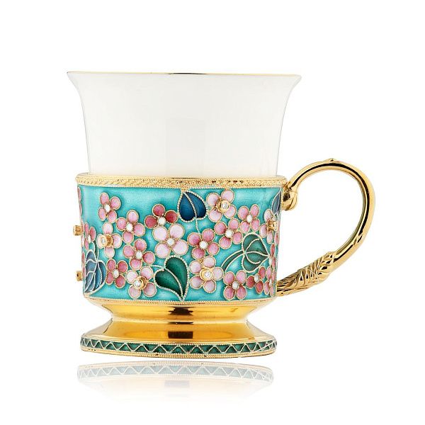 Набор кофейный из серебра с бриллиантами