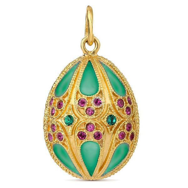 Подвеска яйцо из серебра с ювелирным стеклом