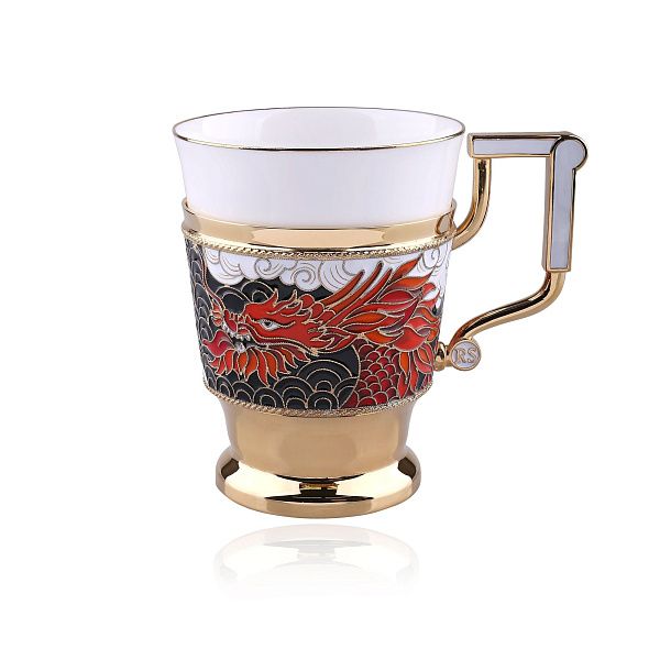 Подстаканник чайный «Дракон» из серебра