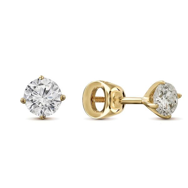 Пусеты из желтого золота с бриллиантами