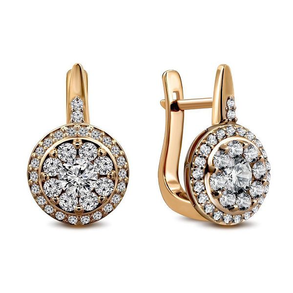 Серьги из желтого золота с бриллиантами