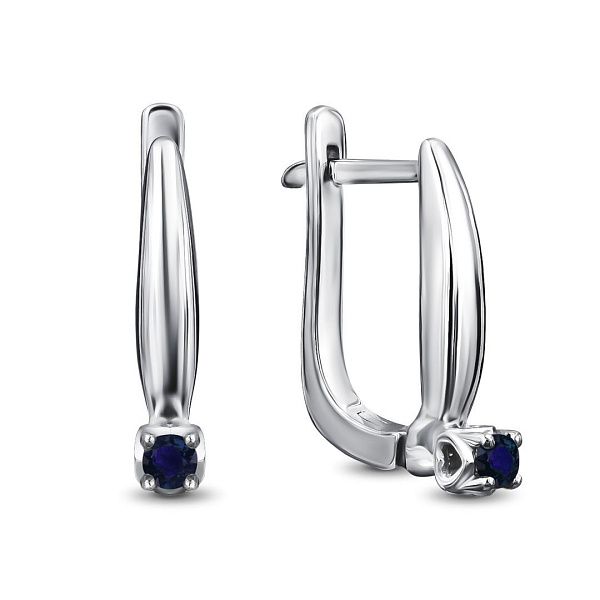 Серьги из белого золота с сапфирами