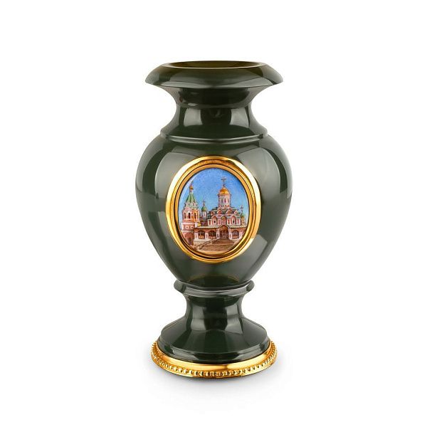 Ваза с видами Москвы с миниатюрой и офиокальцитом