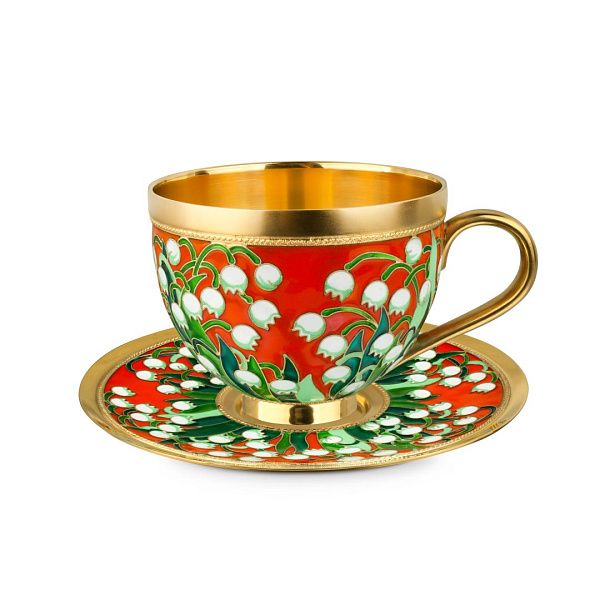 Блюдце «Ландыши» из серебра