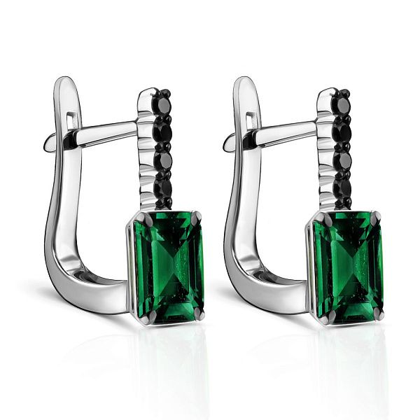 Серьги из белого золота с турмалинами и бриллиантами