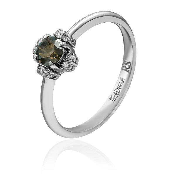 Кольцо из белого золота с коньячным бриллиантом