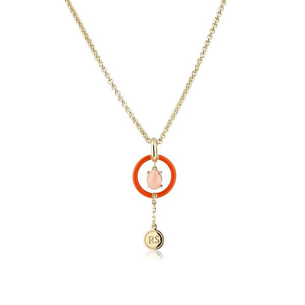 Колье из желтого золота с кораллом