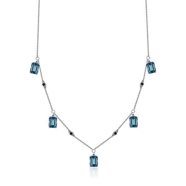 Колье из белого золота с топазами и бриллиантами