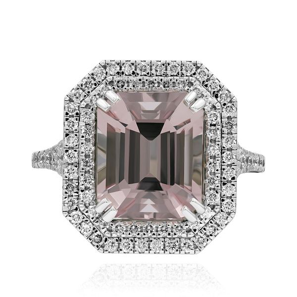 Кольцо из белого золота с бриллиантами и морганитом 4.96 ct