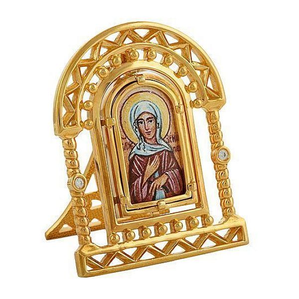 Икона «Ксения Блаженная» из серебра с фианитами