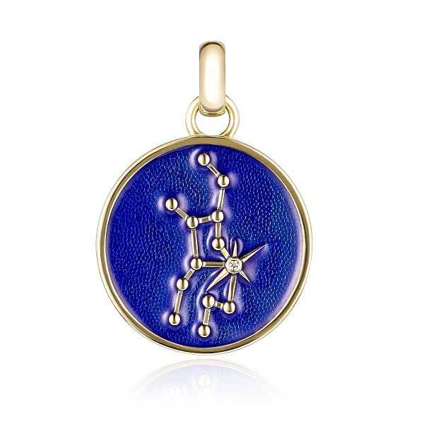 Подвеска «Дева» из желтого золота с бриллиантами