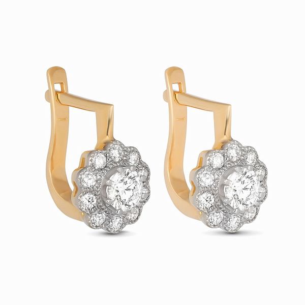 Серьги из желтого золота с бриллиантами