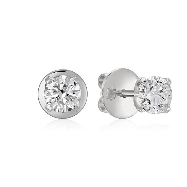 Пусеты из белого золота с бриллиантом