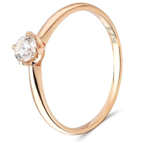 Кольцо из красного золота с бриллиантом