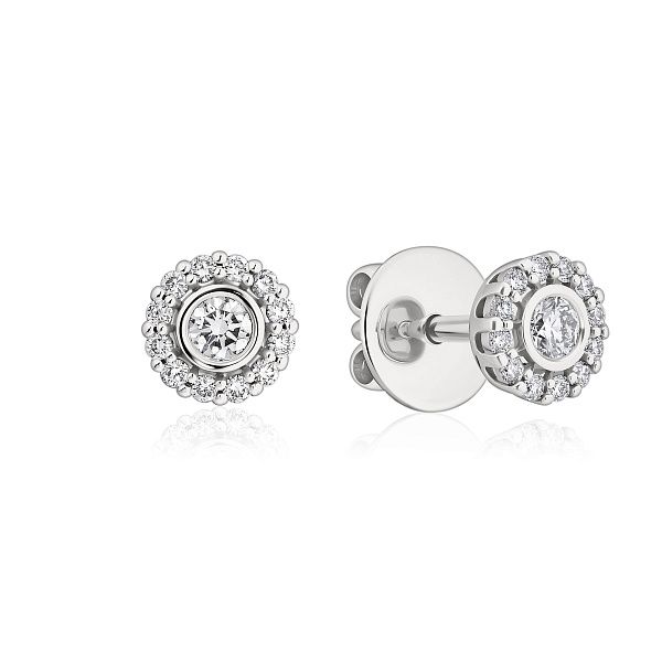 Пусеты из белого золота с бриллиантами