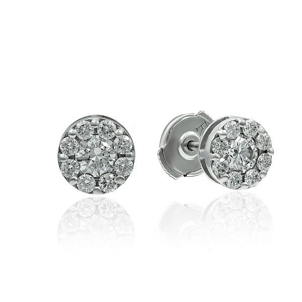 Пусеты из белого золота с бриллиантами