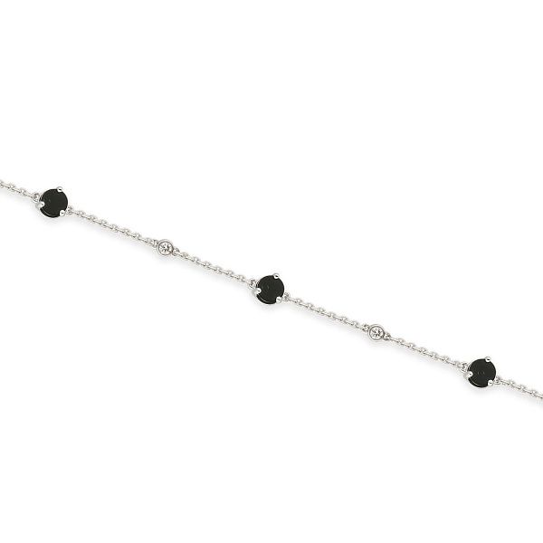 Браслет из белого золота с ониксами и бриллиантами