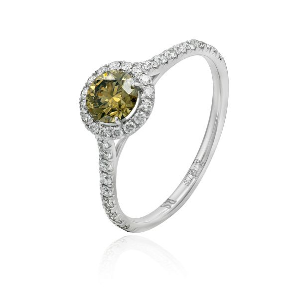 Кольцо из белого золота с коньячным бриллиантом